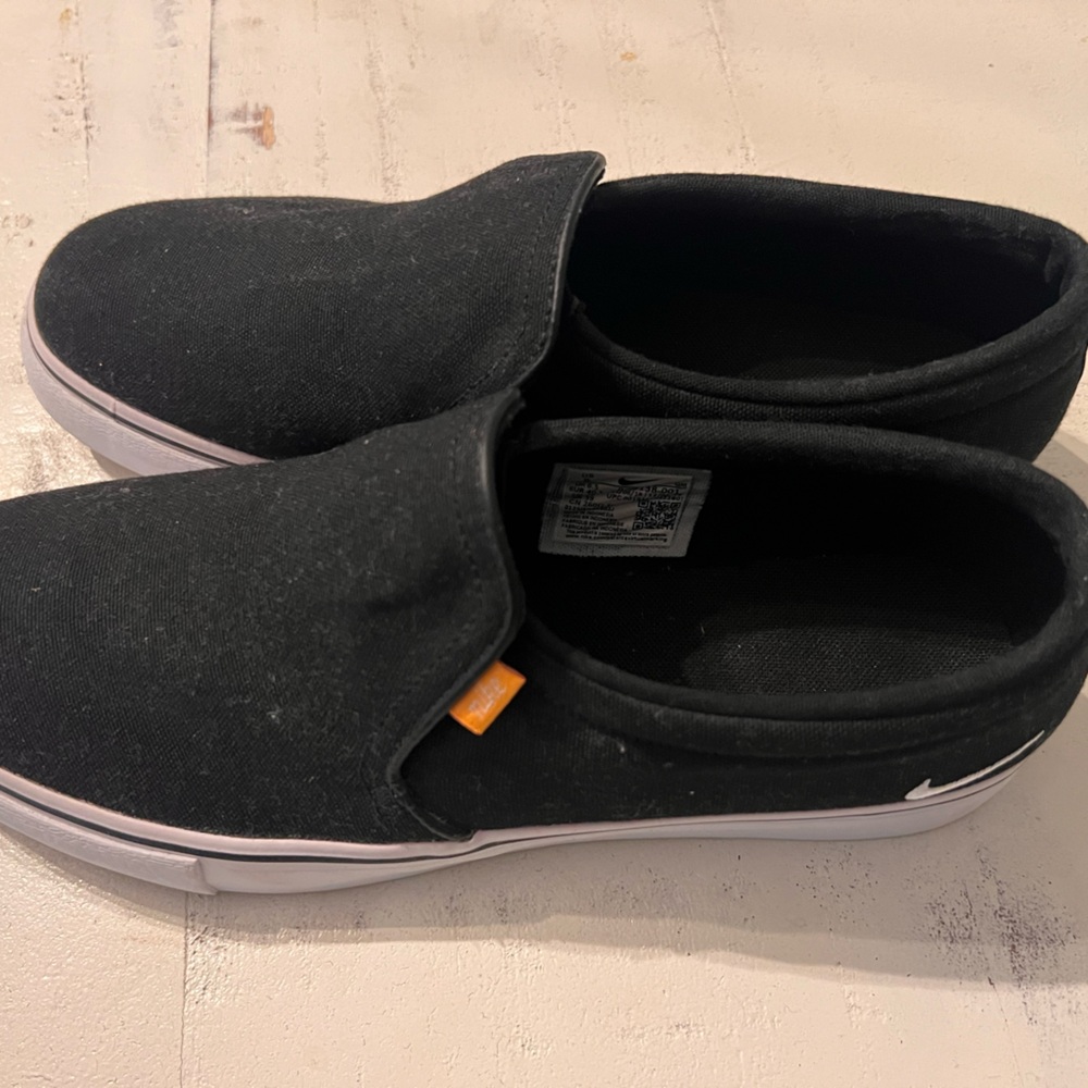 Nike Black Slip-On Canvas Loafers with White Midsole